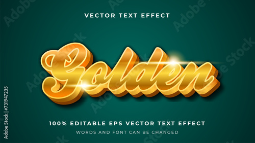 Golden script editable 3d vector text effect