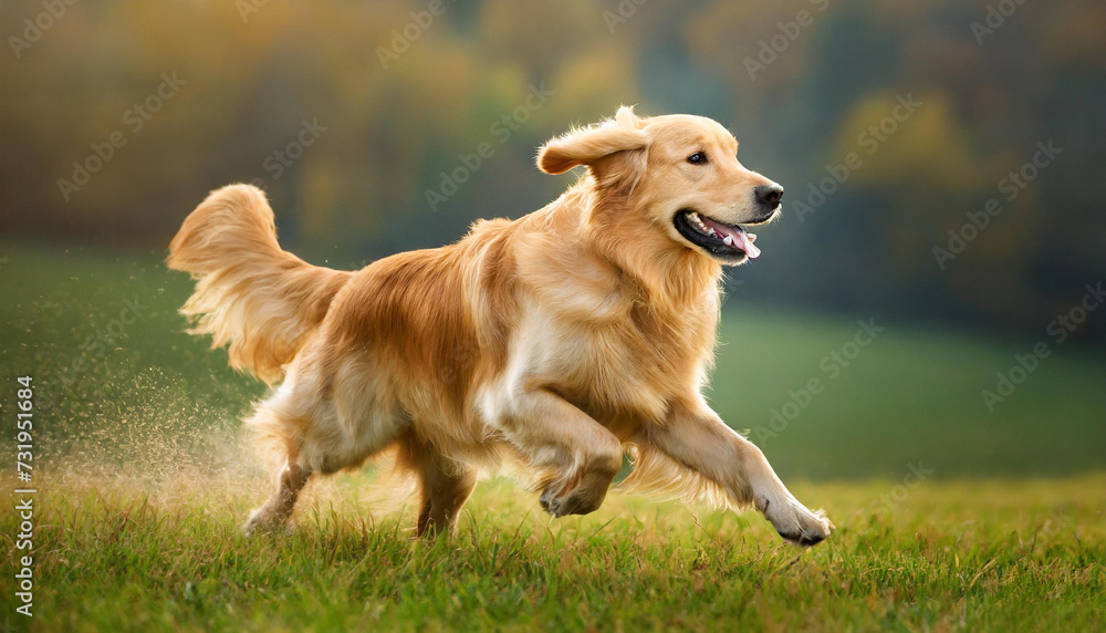 Golden retriever playing and running outdoor Golden retriever playing and running outdoor