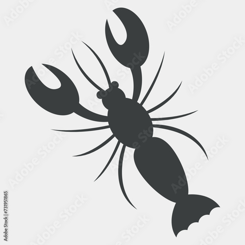 crayfish vector icon isolated on white background