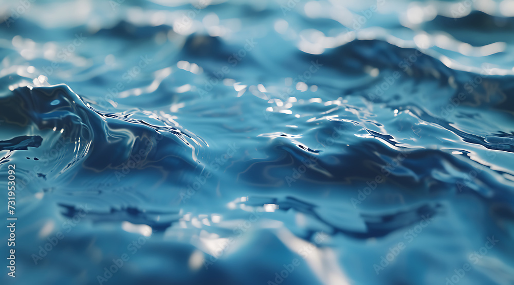 blue water with ripples on a blue background in the s - obrazy, fototapety, plakaty 