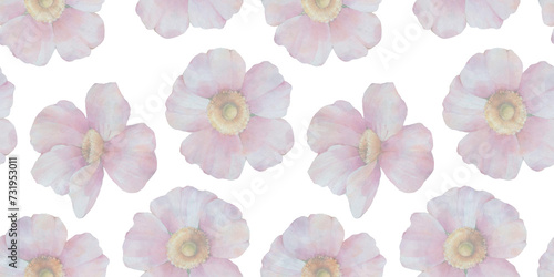 abstract watercolor seamless floral pattern, delicate rosehip flowers on a white background