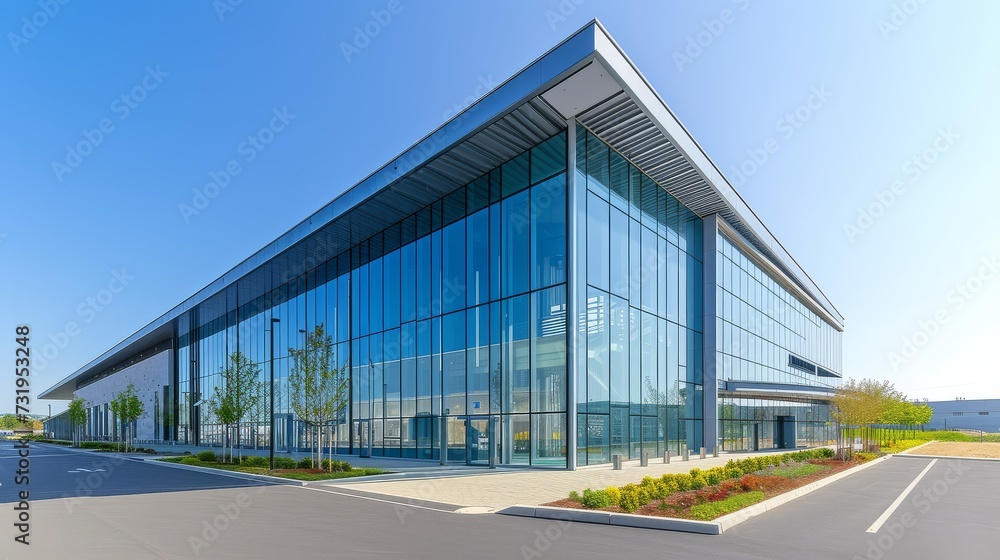 Modern corporate building with a glass facade.