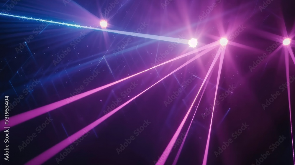 Bright Blue and Violet Laser Beams Shining on a Black Background Bright Blue and Violet Laser Beams Shining on a Black Background