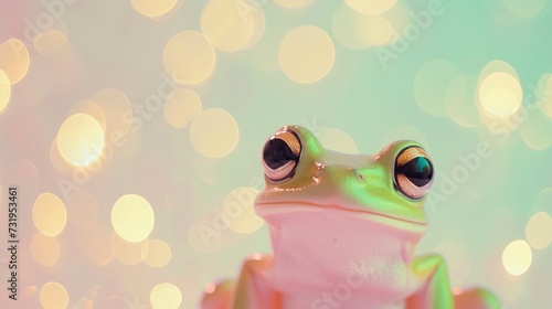 Frog Posing on bokeh background. Leap day.