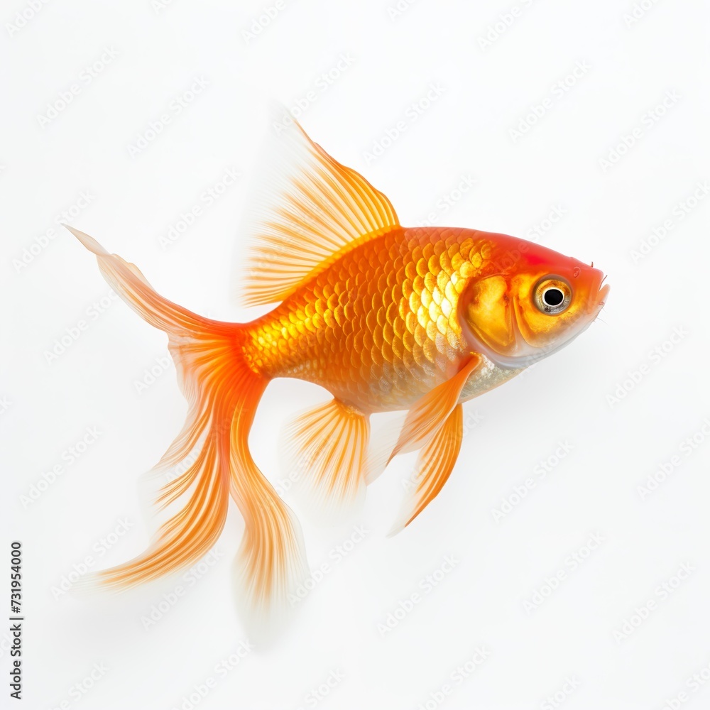 Ein Goldfisch auf weißem Hintergrund
