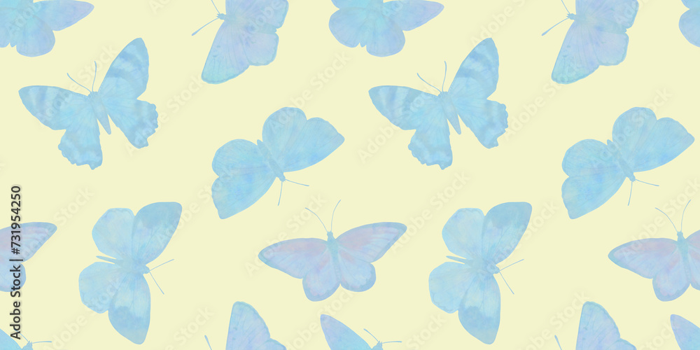 blue butterflies isolated on a light green background. blue butterflies isolated on a light green background.