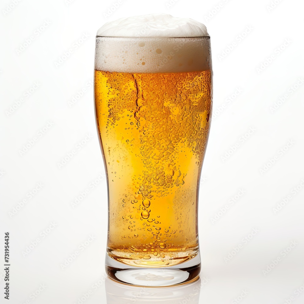 Ein Glas Bier auf weißem Hintergrund Ein Glas Bier auf weißem Hintergrund