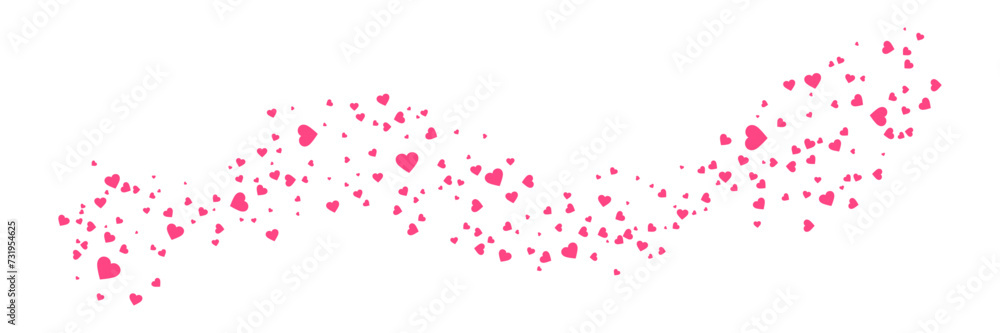 Pink hearts petals on transparent background
