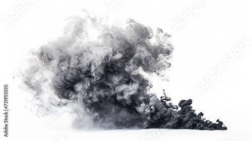 An Intense Smoke Cloud on White Background in 