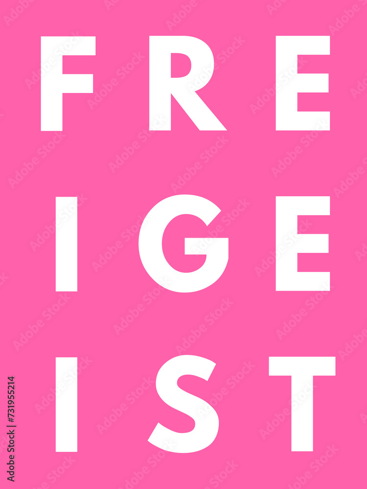 Bild in der Farbe Magenta mit dem Text Freigeist Bild in der Farbe Magenta mit dem Text Freigeist