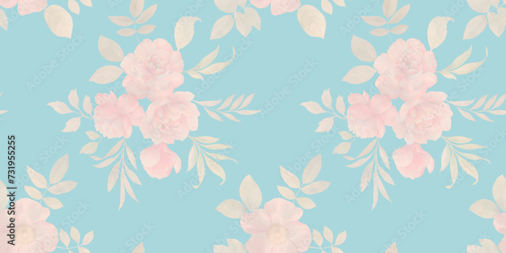 custom made wallpaper toronto digitalwatercolor bouquets of flowers, seamless pattern, abstract background of flowers and leaves, peonies and roses, for wallpaper printing, wrapping paper, cards