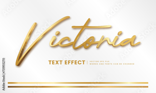 Editable luxury 3d gold text effect. Elegant font style perfect for logotype, title or heading text.  © Roni