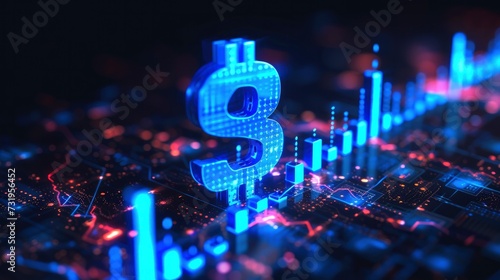 3D Background with Blue Money Business Graph Finance Chart, Depicting Growth Financial Data, Investment Market Profit Bars, and Success Market Stock Technology Currency Report Concept