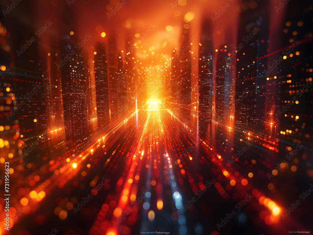 cityscape of architecture at night, in the style of future tech, dark cyan and ambe cityscape of architecture at night, in the style of future tech, dark cyan and ambe