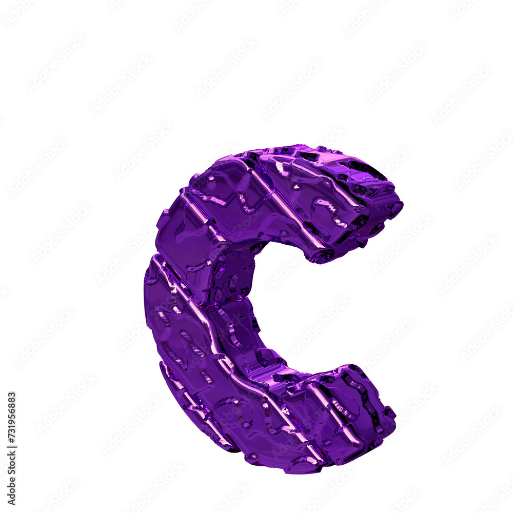 The purple unpolished symbol turned to the left. letter c