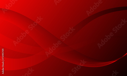 red smooth lines wave curves with smooth gradient abstract background