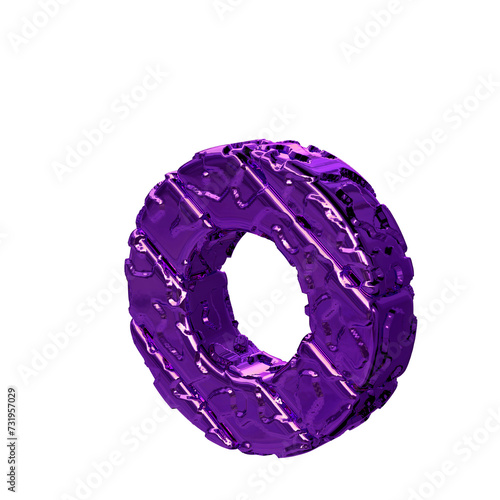 The purple unpolished symbol turned to the left. letter o