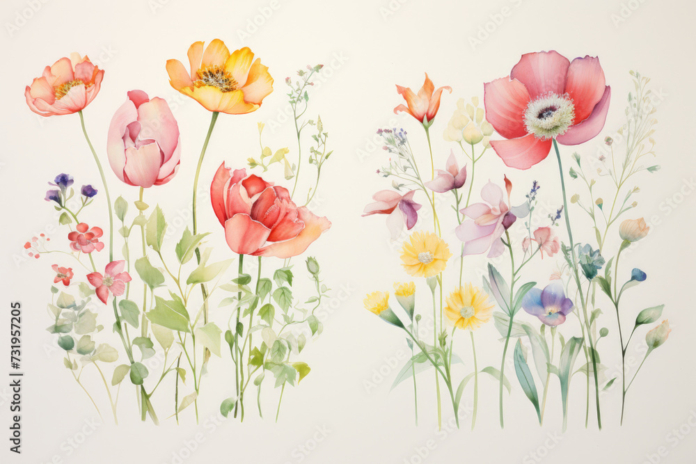 Elegant Floral Watercolor on White
