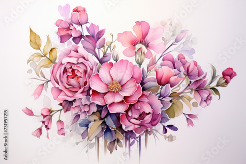 Wallpaper Mural Elegant Floral Watercolor Arrangement Torontodigital.ca