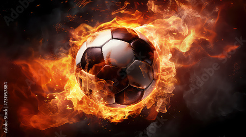 football on fire, Fiery and Dynamic sports action captures blazing energy, and triumph on the field. A powerful blend of skill and passion in a fiery display.