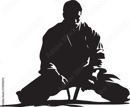 judo silhouette vector illustration