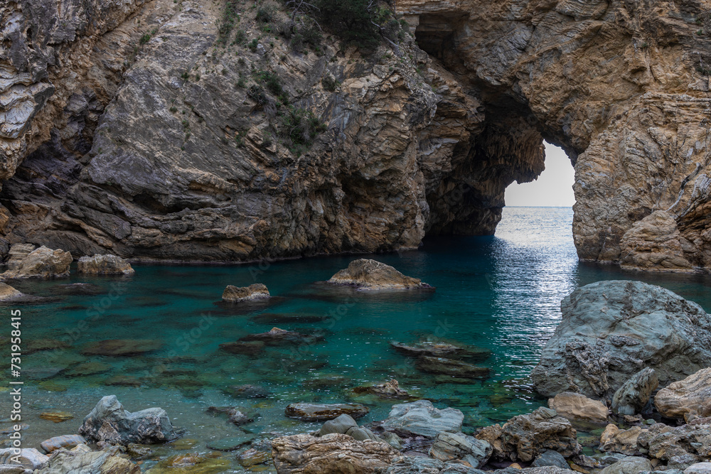 Blue Grotto, TÃ¼rkiye, rock and sea, lagoon in the Mediterranean sea