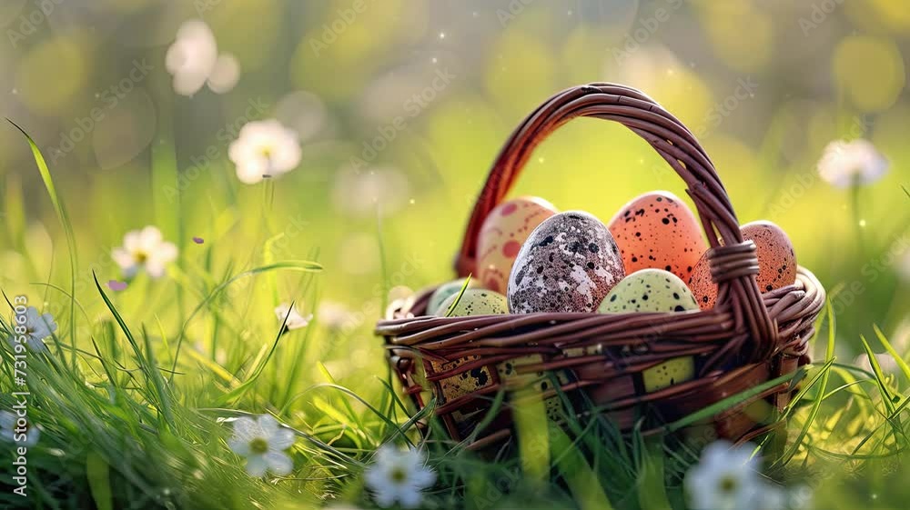 easter eggs in a basket with flowers easter eggs in a basket with flowers