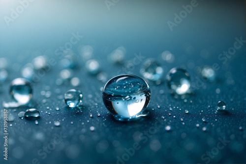 A drop of water on an impermeable surface, macro shot.