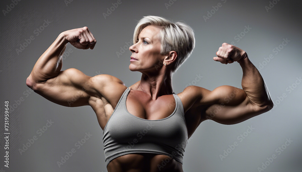 Red Head Girl Bodybuilder in Short Hair and Short Shirt Red Head Girl Bodybuilder in Short Hair and Short Shirt
