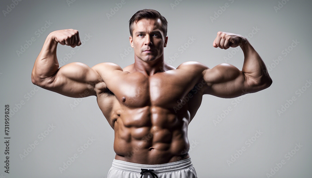 Strong Man Showcasing Muscular Physique for Fitness Motivation