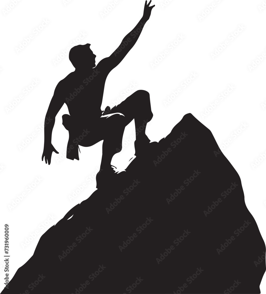 Obraz premium Rock climbing silhouette vector illustration