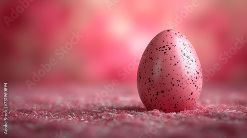Speckled Egg on Red Textured Surface