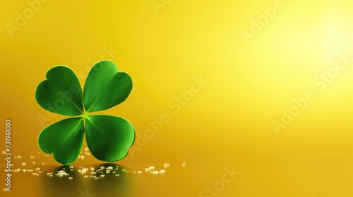 St. Patrick's Day abstract yellow background decorated with shamrock leaves. Patrick Day pub celebrating