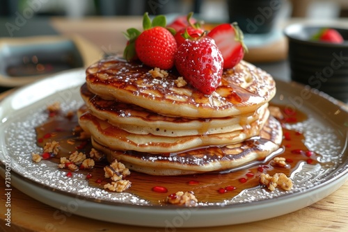 Stack of Pancakes with Fresh Berries