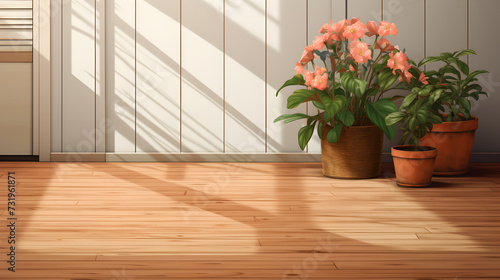 interior with flowers,, Background with tropical bamboo tree 