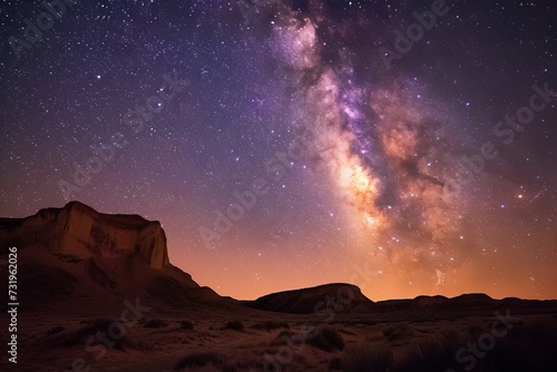 Under a celestial canvas, the Milky Way paints a luminous arc over a silent desert, a spectacle of the infinite.