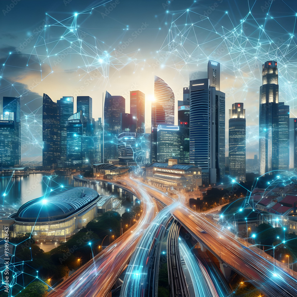 Fototapeta premium Traverse the pulsating highways of trade and commerce that crisscross the globe