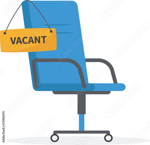 Labor shortage, worker needed not enough skill staff to fill in job vacancy, help wanted or employment demand concept, office chair with sign vacant.

