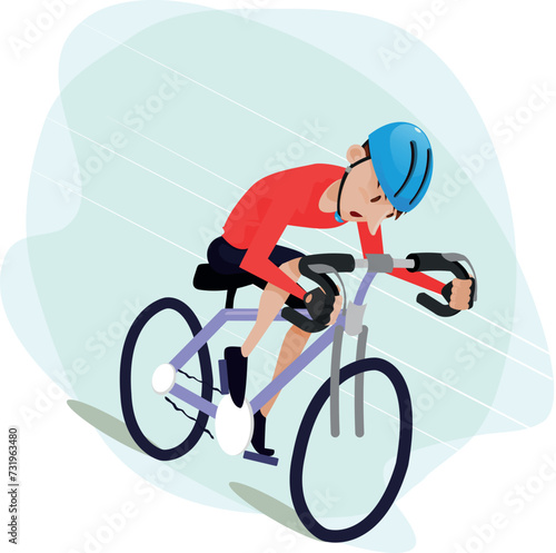 cyclist racing focused on his victory. A beautiful day for cycling. 2024 games.