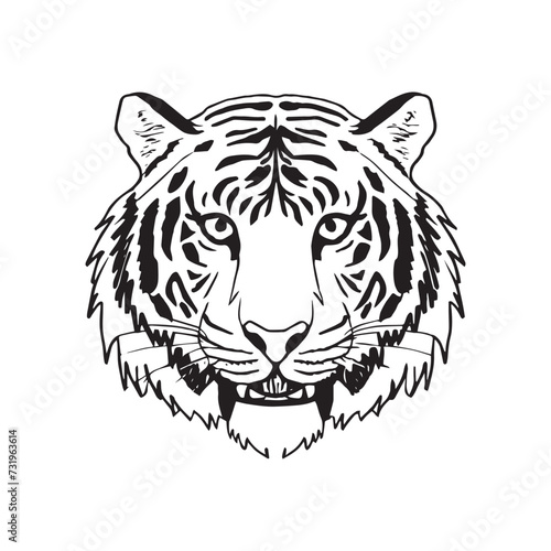 Fototapeta Naklejka Na Ścianę i Meble -  Tiger head silhouette, Vector illustration of a tiger head.
