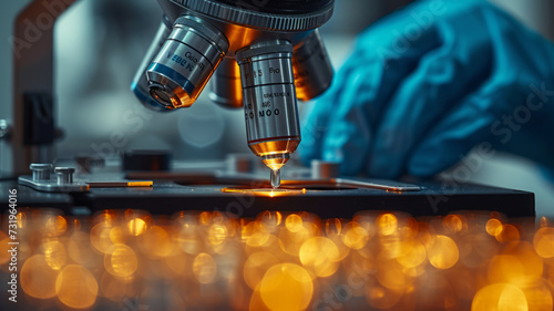 Wallpaper Mural a scientist dropping liquid into a microscope,generative ai Torontodigital.ca