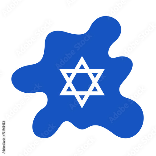 Puddle and spill with national symbol of Israel. Metaphor of Israeli expansion, expansive settlement, occupation, annexation and colonization. Zionism and spreading to territory, area and zone. Vector