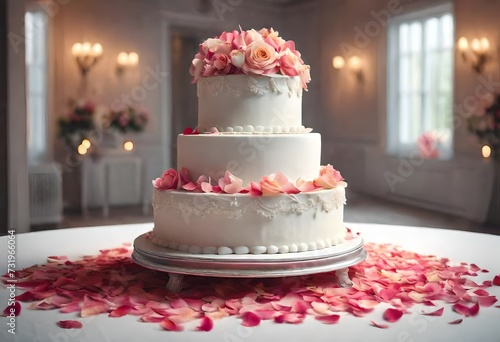 wedding cake decorated with roses