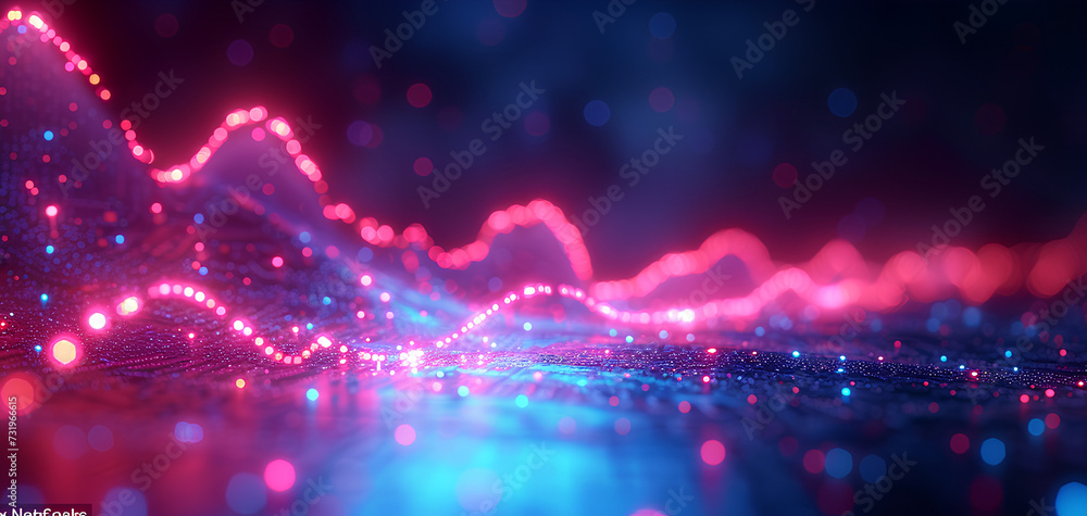 abstract glowing line and dots technology background
