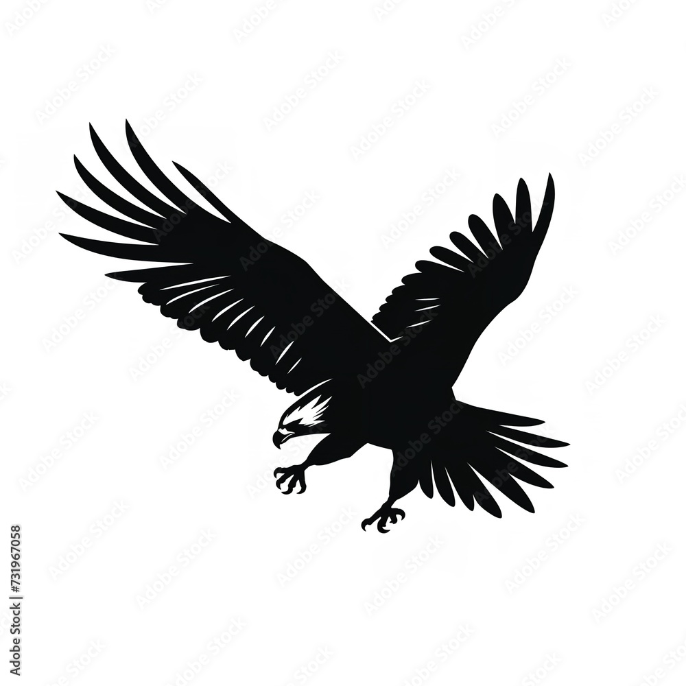 Black Color Silhouette of a Bald Eagle Simple Black Color Silhouette of a Bald Eagle Simple