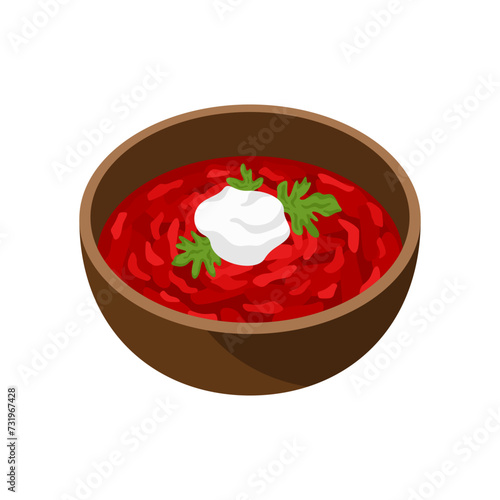 Borscht traditional Ukrainian soup illustration