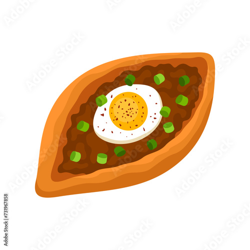 Pide traditional Turkish food vector illustration