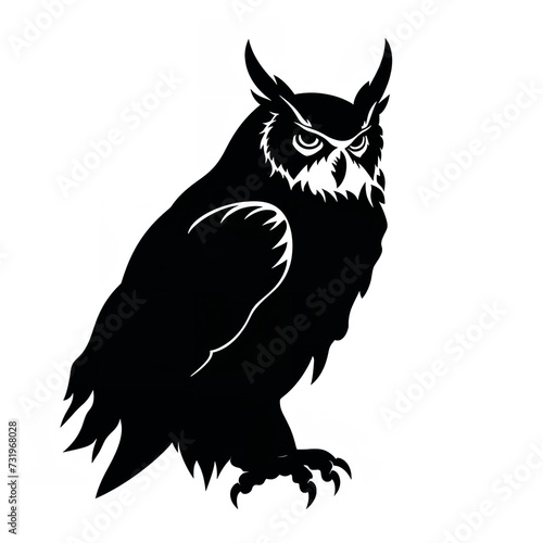 Black Color Silhouette of a Eurasian Eagle Owl © zahidcreat0r