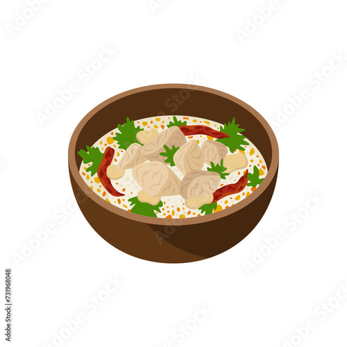 Tom Kha Gai Thai soup vector illustration