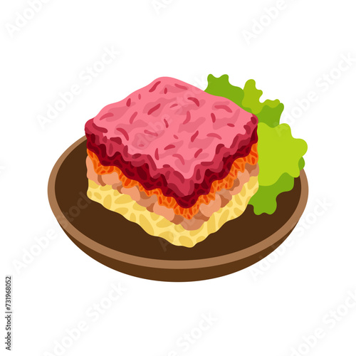 Shuba Russian herring salad vector illustration